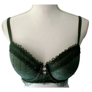 Victoria's Secret Very Sexy Green Lace Lined Plunge Neck Bra Size 36D